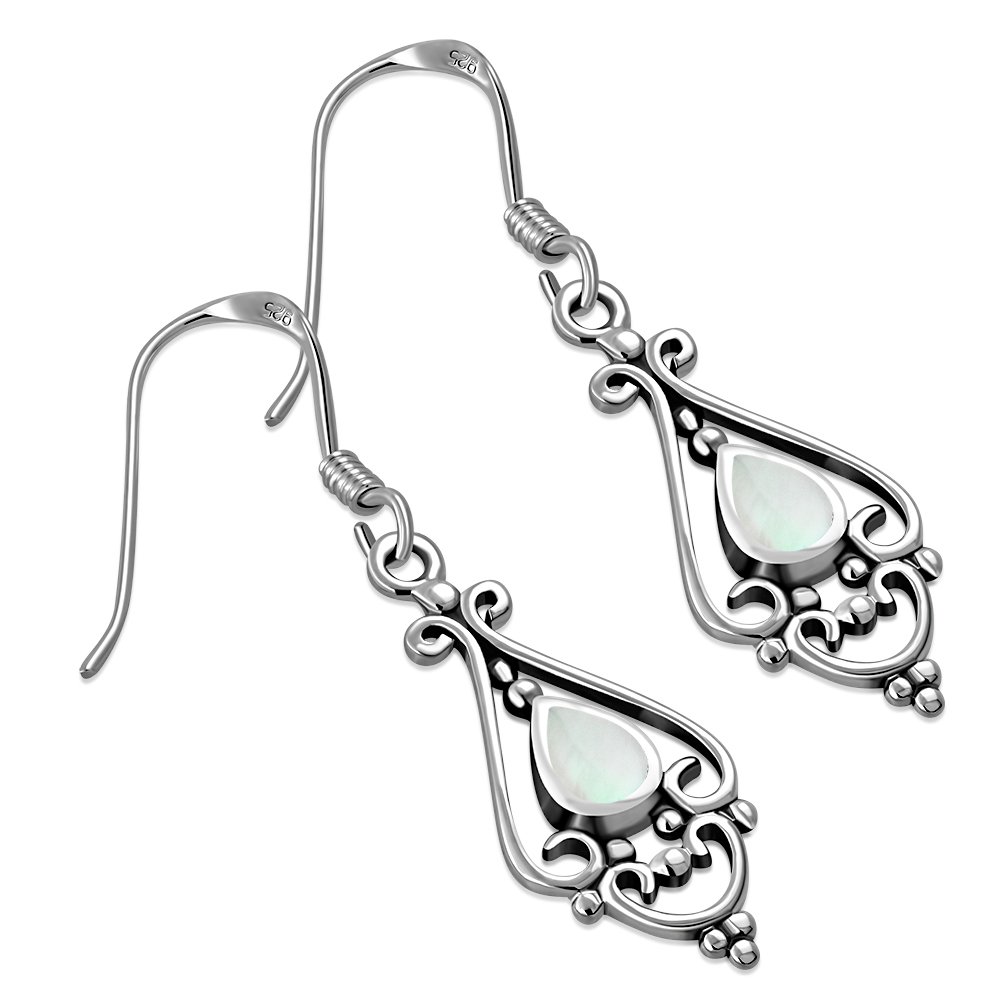 Mother of Pearl Drop Silver Earrings, e431